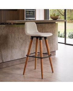 Banqueta Alta Linea Luxo Aço Preto Assento Linho Estilo Industrial para Balcão Gourmet - Preto/palha