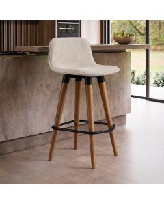 Banqueta Linea Baixa Luxo Estrutura Aço Preta Assento Linho para Cozinha Área Gourmet - Preta/palha