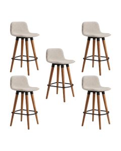 Kit 5 Banquetas Linea Baixa Luxo Aço Preta Assento Linho para Cozinha Gourmet Design - Preta/palha