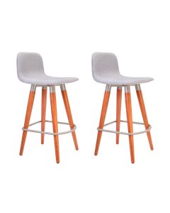 Kit 2 Banquetas Baixa Linea Aço Champanhe Assento Cinza