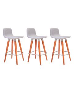 Kit 3 Banquetas Baixa Linea Aço Champanhe Assento Cinza