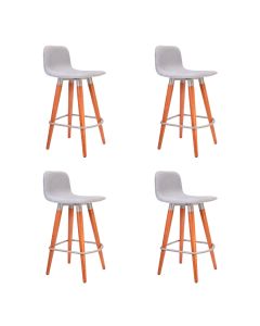 Kit 4 Banquetas Baixa Linea Aço Champanhe Assento Cinza