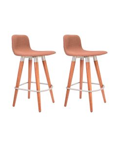 Kit 2 Banquetas Baixa Linea Aço Champanhe Assento Terracota