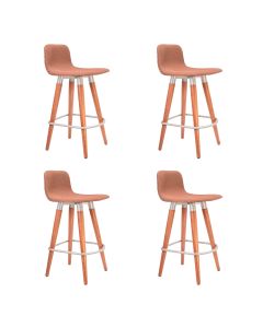 Kit 4 Banquetas Baixa Linea Aço Champanhe Assento Terracota