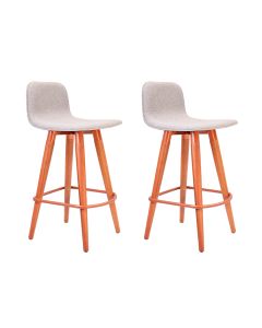 Kit 2 Banquetas Baixa Linea Aço Cobre Assento Cinza