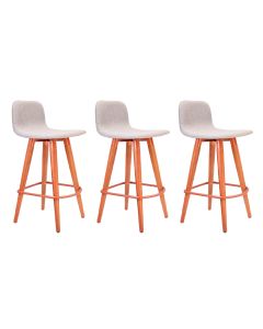 Kit 3 Banquetas Baixa Linea Aço Cobre Assento Cinza