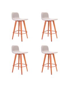 Kit 4 Banquetas Baixa Linea Aço Cobre Assento Cinza