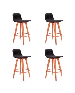 Kit 4 Banquetas Baixa Linea Aço Cobre Assento Preto