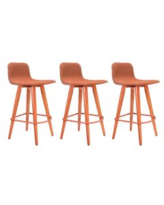 Kit 3 Banquetas Baixa Linea Aço Cobre Assento Terracota