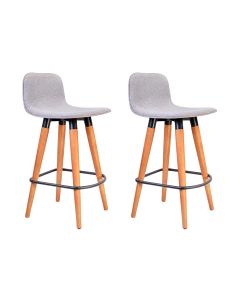 Kit 2 Banquetas Baixa Linea Aço Preto Assento Cinza