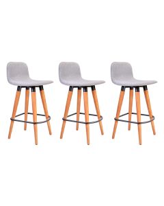 Kit 3 Banquetas Baixa Linea Aço Preto Assento Cinza