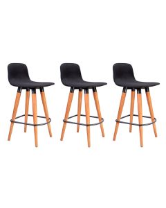 Kit 3 Banquetas Baixa Linea Aço Preto Assento Preto