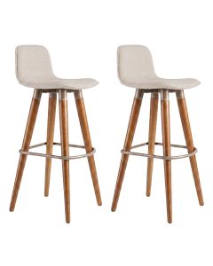 Conjunto 2 Banquetas Linea Alta Luxo Estrutura Aço Champagne Assento Linho Bancada - Champagne/palha