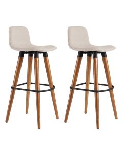 Kit 2 Banquetas Linea Alta Luxo Aço Preto Assento Linho Balcão Gourmet Industrial - Preto/palha