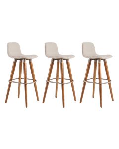 Kit 3 Banquetas Linea Alta Luxo Aço Champagne Assento Linho Balcão Bancada Moderna - Champagne/palha