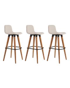 Kit 3 Banquetas Linea Alta Luxo Aço Preto Assento Linho Balcão Gourmet Industrial - Preto/palha