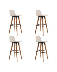 Kit 4 Banquetas Linea Alta Luxo Aço Preto Assento em Linho Balcão Gourmet Industrial - Preto/palha