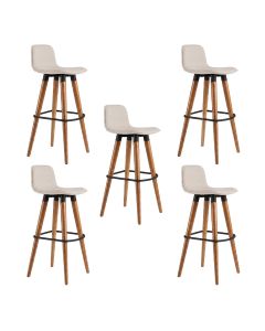 Kit 5 Banquetas Linea Alta Luxo Aço Preto Assento Linho para Balcão Gourmet Industrial - Preto/palha