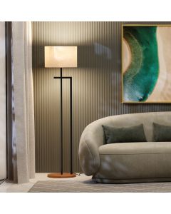 Luminária Abajur De Chão Salone Aço Carbono Preto Com Cúpula Palha D´Facto 33