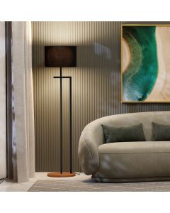 Luminária Indústrial De Chão Salone Preto Com Cúpula Preta Unidecor