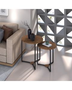 Mesa Lateral Industrial Aço E Mdf Delta Acabamento Couro